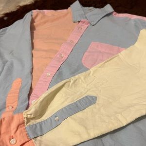 VINTAGE J CREW COLOR BLOCK BUTTON UP